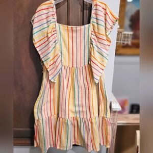 Striped Colorful ruffled Sleeve Dress